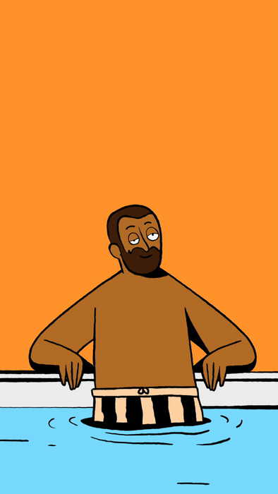 At the pool / Front view — animated illustration for trivago