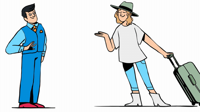 The traveller and the concierge — animated illustration for trivago